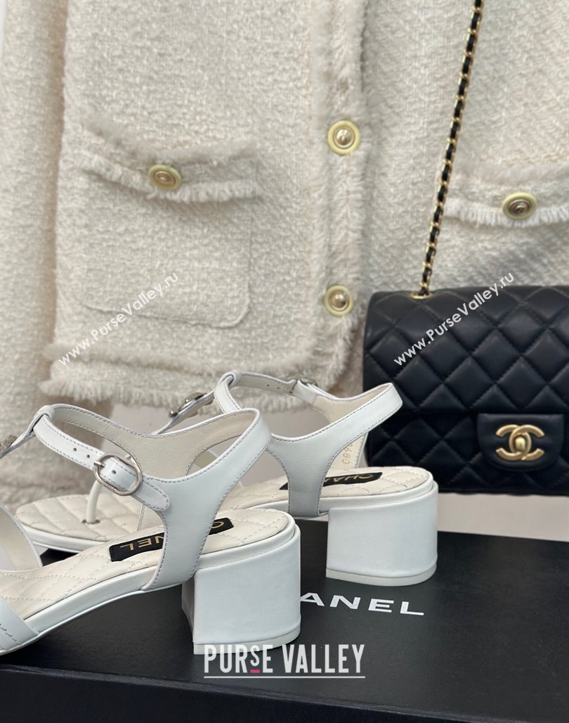 Chanel Calfskin Heel Sandals 5cm with CC White 2024 012602 (MD-240126063)