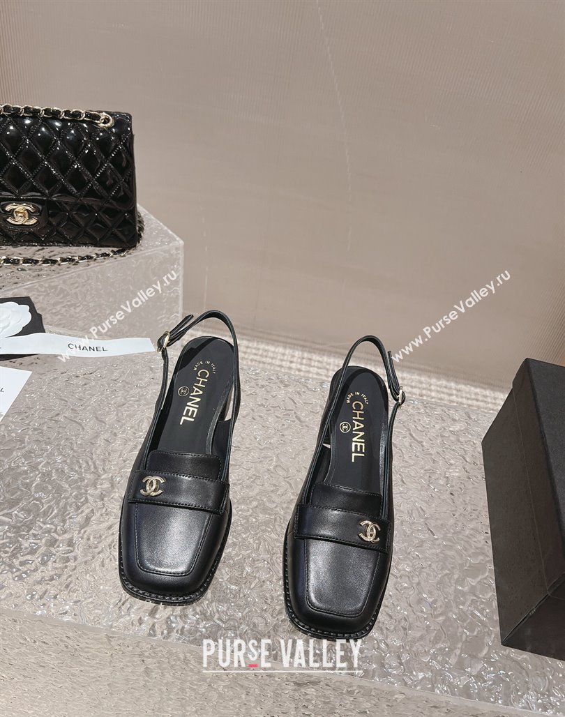 Chanel Lambskin Slingback Pumps 6cm Black 2024 012602 (MD-240126068)