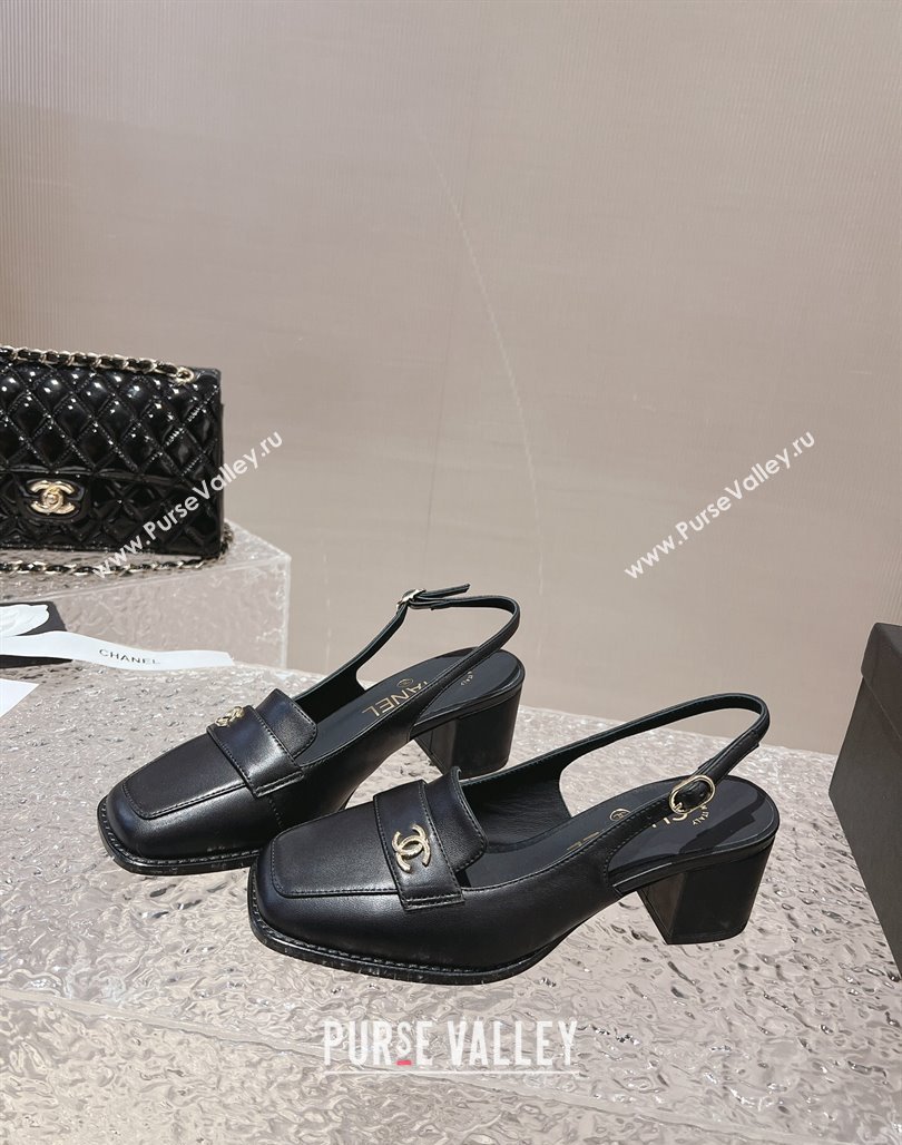 Chanel Lambskin Slingback Pumps 6cm Black 2024 012602 (MD-240126068)