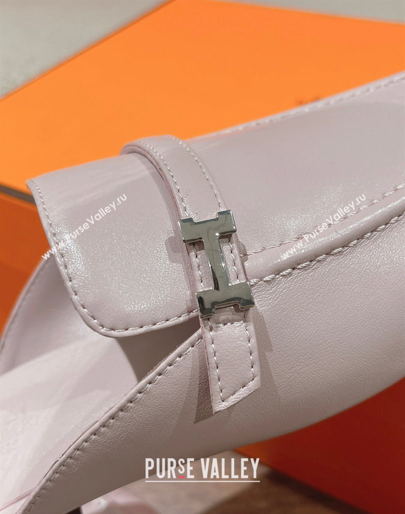 Hermes Groupie Flat Mules in Calfskin with H Buckle Cream Purple 2024 (MD-240123093)