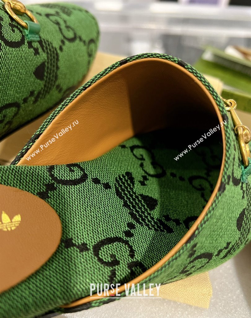 Adidas x Gucci GG Canvas Flat Mules with Horsebit Green 2 2024 0127 (MD-240127058)