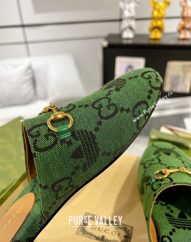 Adidas x Gucci GG Canvas Flat Mules with Horsebit Green 2 2024 0127 (MD-240127058)