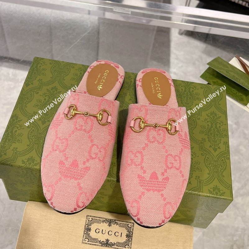 Adidas x Gucci GG Canvas Flat Mules with Horsebit Light Pink 2024 0127 (MD-240127059)