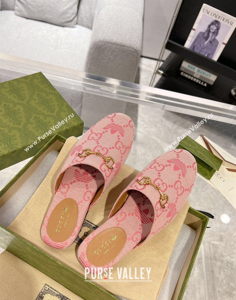 Adidas x Gucci GG Canvas Flat Mules with Horsebit Light Pink 2024 0127 (MD-240127059)