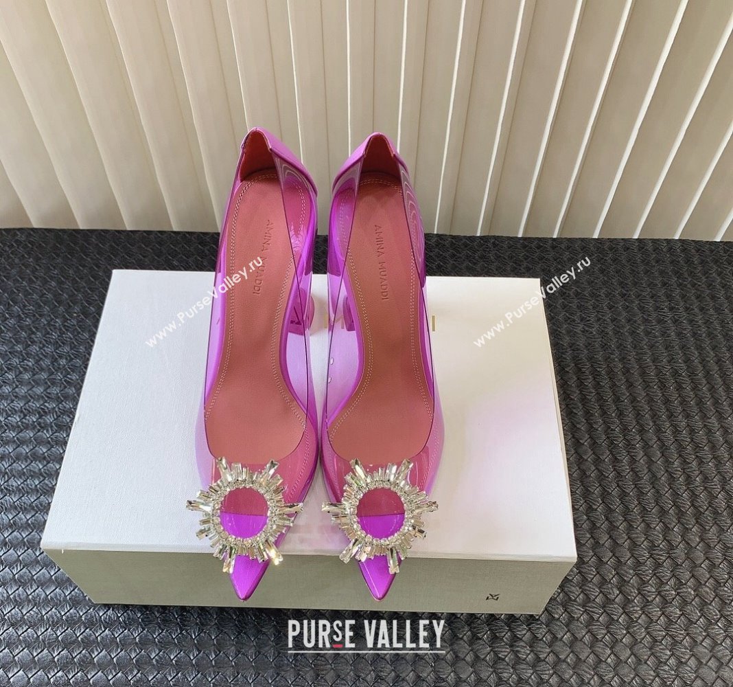 Amina Muaddi Begum Glass PVC Pumps 9.5cm with Crystals Circle Purple 2024 0124 (MD-240124082)