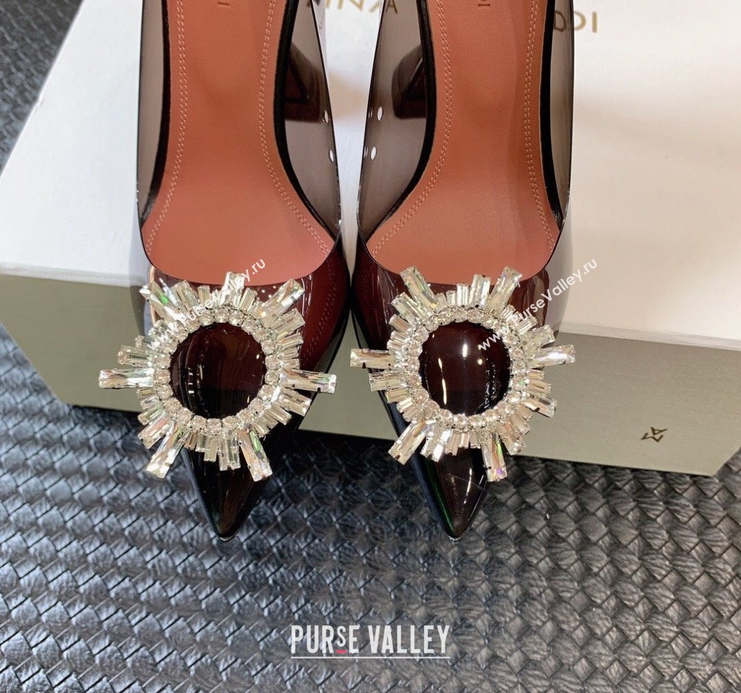 Amina Muaddi Begum Glass PVC Pumps 9.5cm with Crystals Circle Black 2024 0124 (MD-240124083)