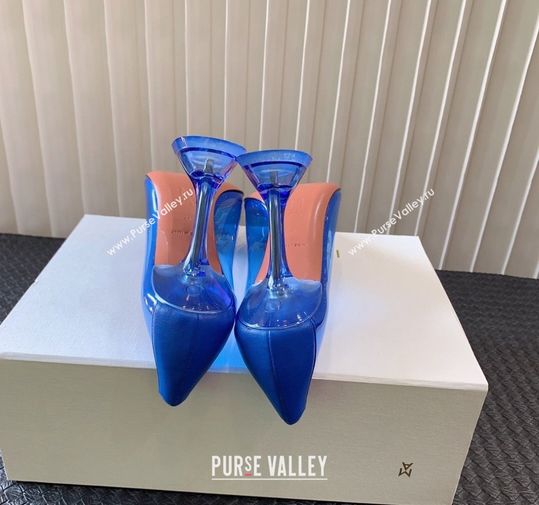 Amina Muaddi Begum Glass PVC Pumps 9.5cm with Crystals Circle Royal Blue 2024 0124 (MD-240124086)