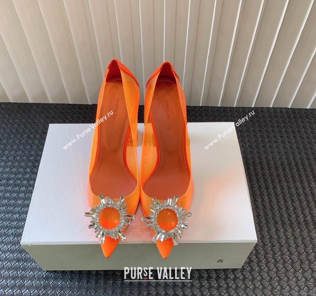 Amina Muaddi Begum Glass PVC Pumps 9.5cm with Crystals Circle Orange 2024 0124 (MD-240124088)