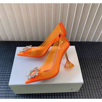 Amina Muaddi Begum Glass PVC Pumps 9.5cm with Crystals Circle Orange 2024 0124 (MD-240124088)