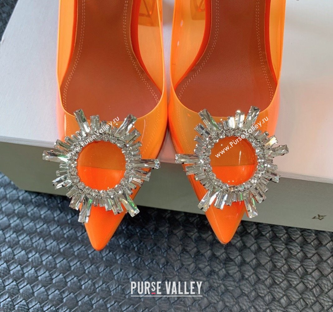 Amina Muaddi Begum Glass PVC Pumps 9.5cm with Crystals Circle Orange 2024 0124 (MD-240124088)