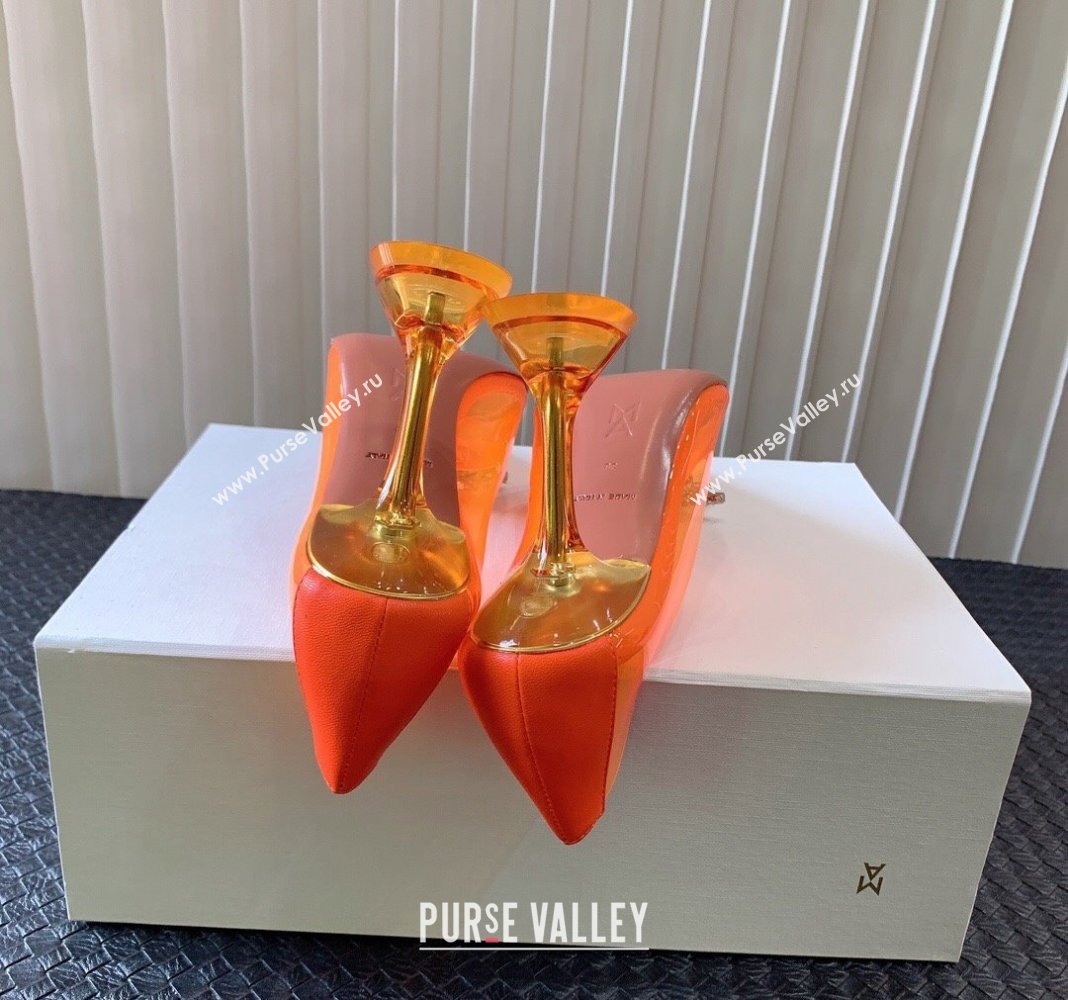 Amina Muaddi Begum Glass PVC Pumps 9.5cm with Crystals Circle Orange 2024 0124 (MD-240124088)