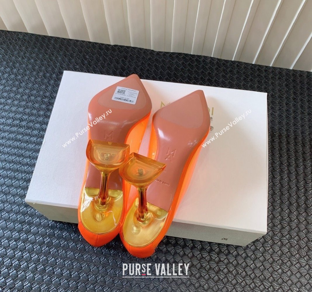 Amina Muaddi Begum Glass PVC Pumps 9.5cm with Crystals Circle Orange 2024 0124 (MD-240124088)