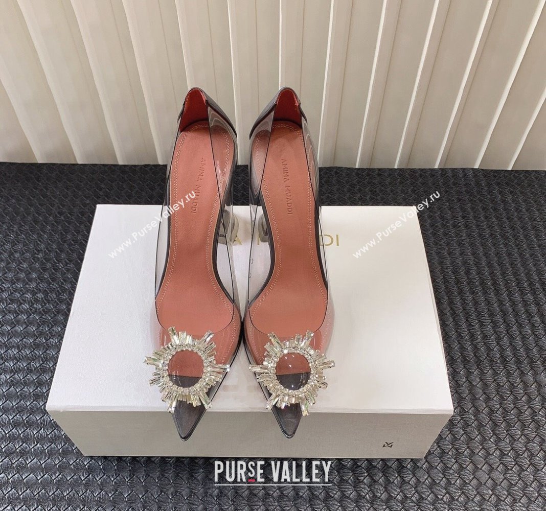 Amina Muaddi Begum Glass PVC Pumps 9.5cm with Crystals Circle Grey 2024 0124 (MD-240124089)