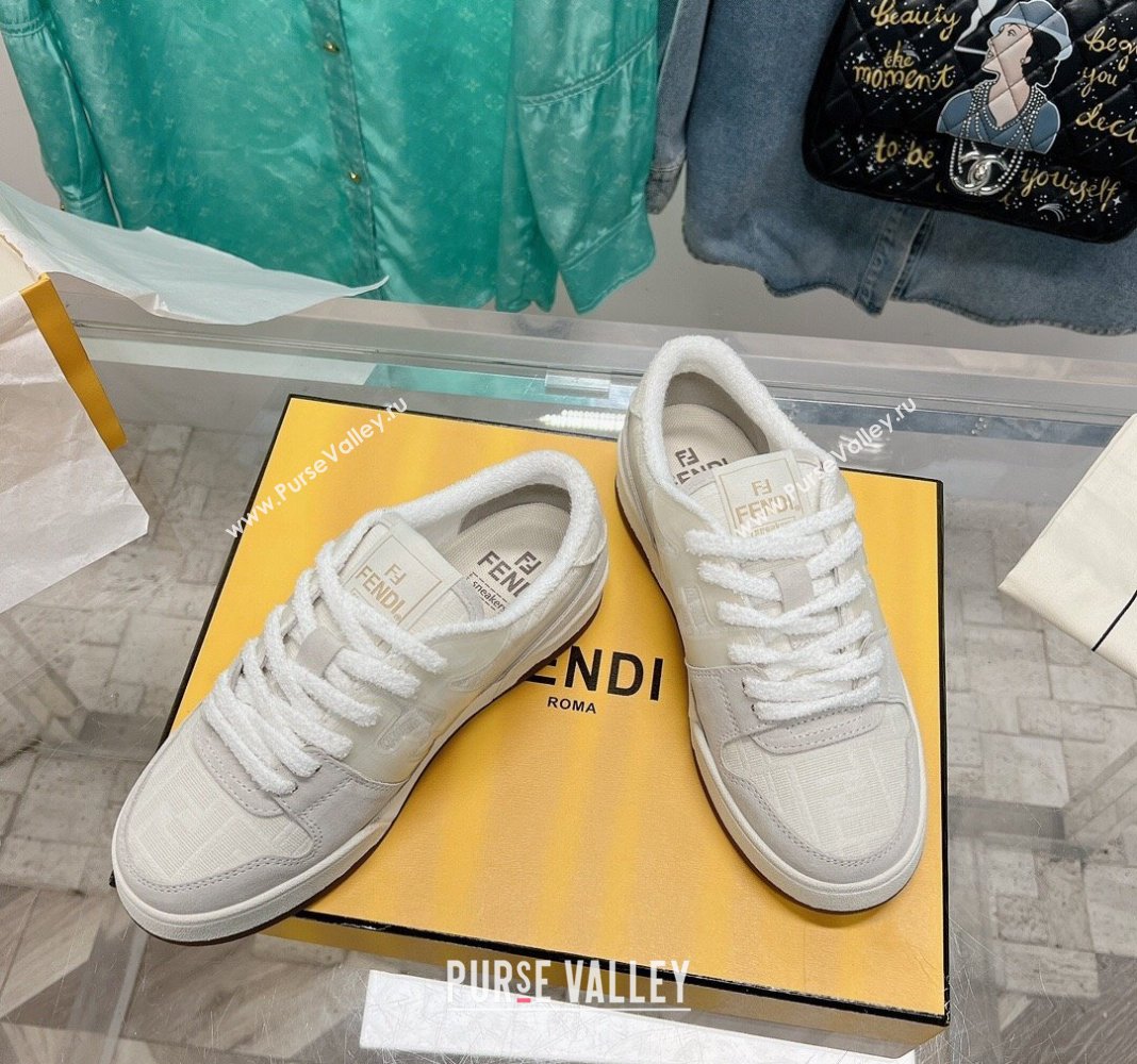 Fendi Match Low Top Sneakers in Canvas and Suede White 2024 0129 (SS-240129001)