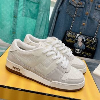 Fendi Match Low Top Sneakers in Canvas and Suede White 2024 0129 (SS-240129001)