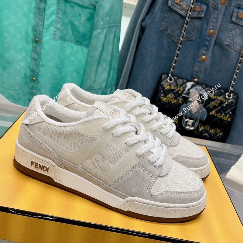 Fendi Match Low Top Sneakers in Canvas and Suede White 2024 0129 (SS-240129001)