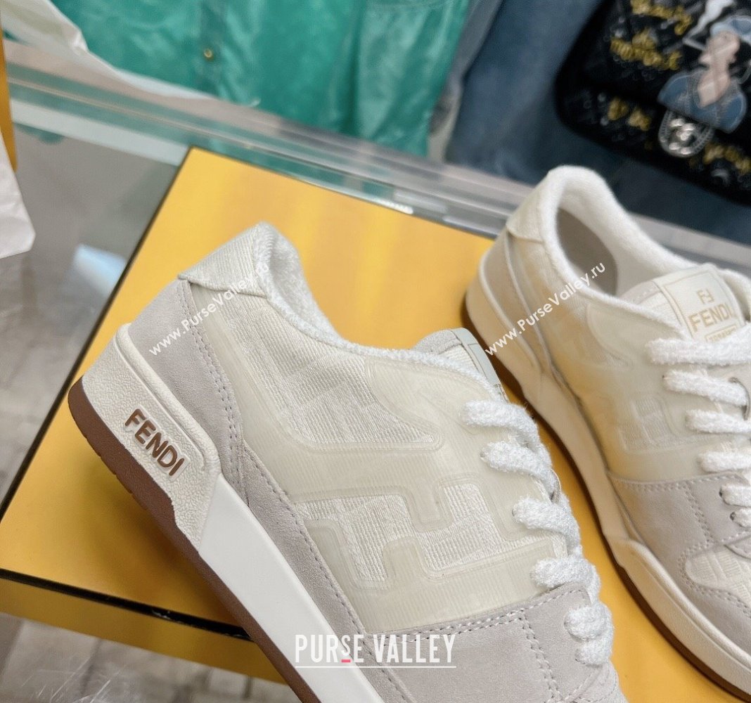 Fendi Match Low Top Sneakers in Canvas and Suede White 2024 0129 (SS-240129001)