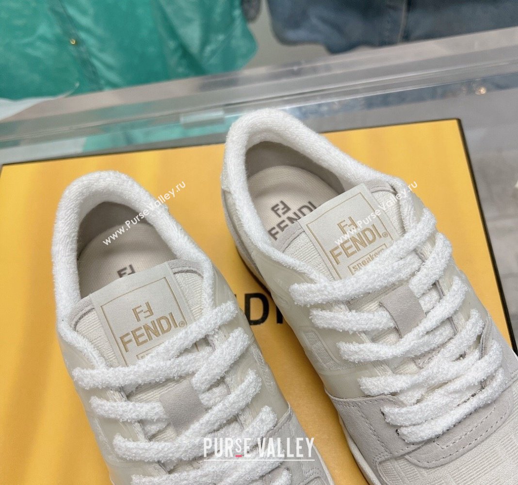 Fendi Match Low Top Sneakers in Canvas and Suede White 2024 0129 (SS-240129001)