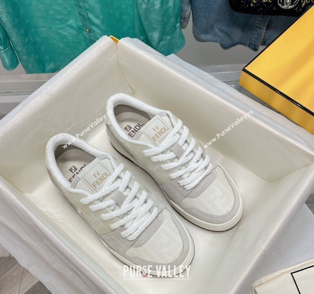 Fendi Match Low Top Sneakers in Canvas and Suede White 2024 0129 (SS-240129001)