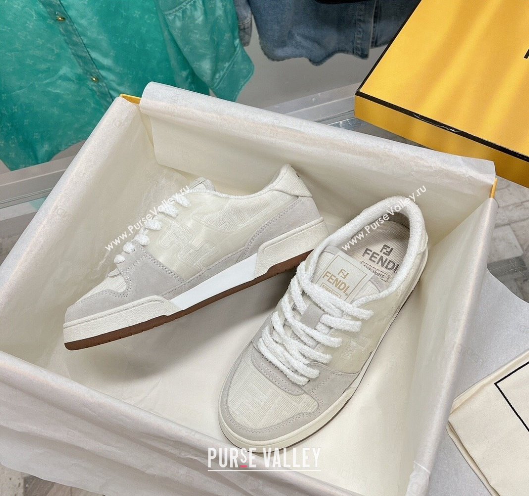 Fendi Match Low Top Sneakers in Canvas and Suede White 2024 0129 (SS-240129001)