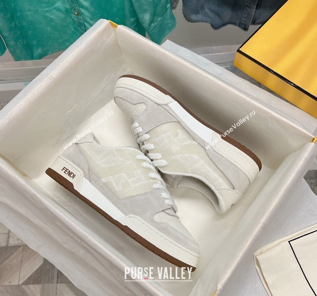 Fendi Match Low Top Sneakers in Canvas and Suede White 2024 0129 (SS-240129001)