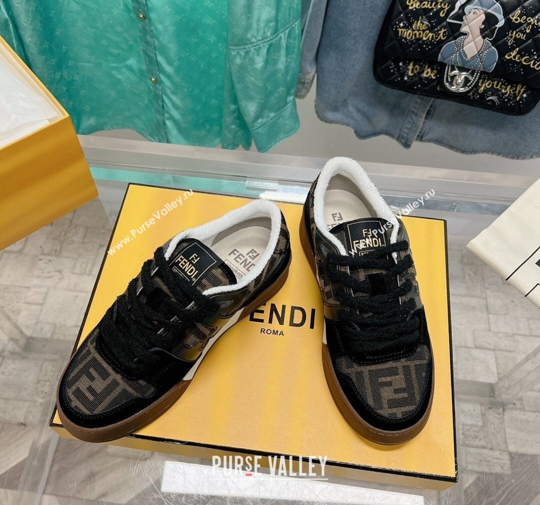 Fendi Match Low Top Sneakers in Canvas and Suede Black 2024 0129 (SS-240129002)