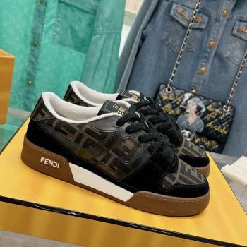 Fendi Match Low Top Sneakers in Canvas and Suede Black 2024 0129 (SS-240129002)