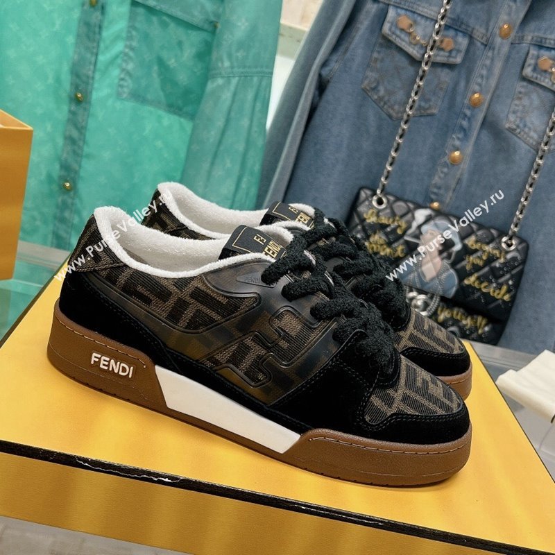 Fendi Match Low Top Sneakers in Canvas and Suede Black 2024 0129 (SS-240129002)