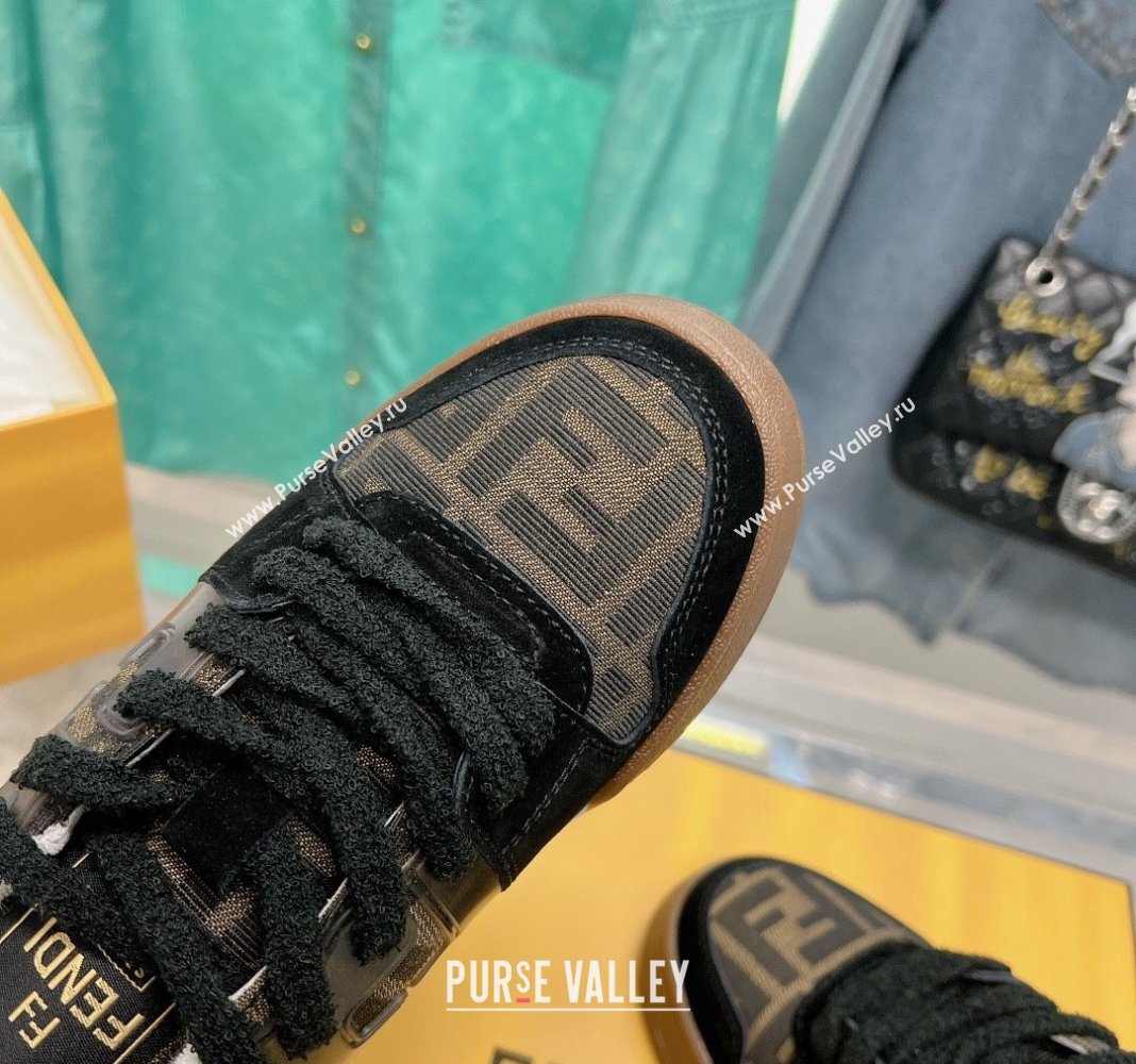 Fendi Match Low Top Sneakers in Canvas and Suede Black 2024 0129 (SS-240129002)