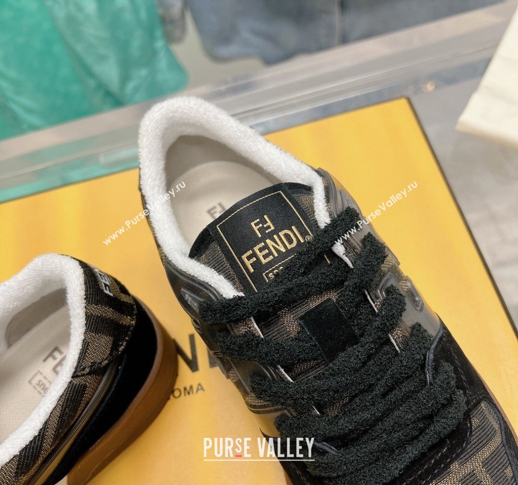 Fendi Match Low Top Sneakers in Canvas and Suede Black 2024 0129 (SS-240129002)