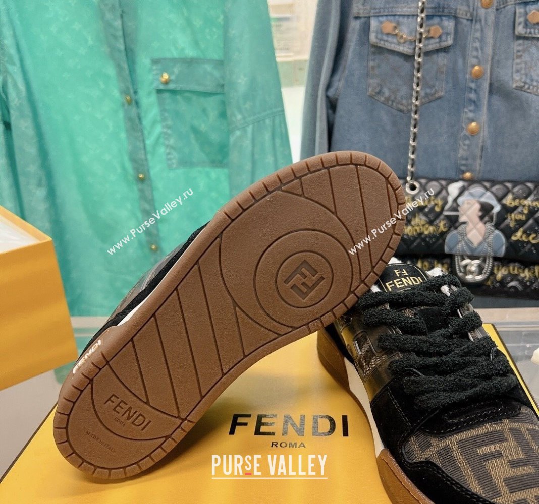 Fendi Match Low Top Sneakers in Canvas and Suede Black 2024 0129 (SS-240129002)