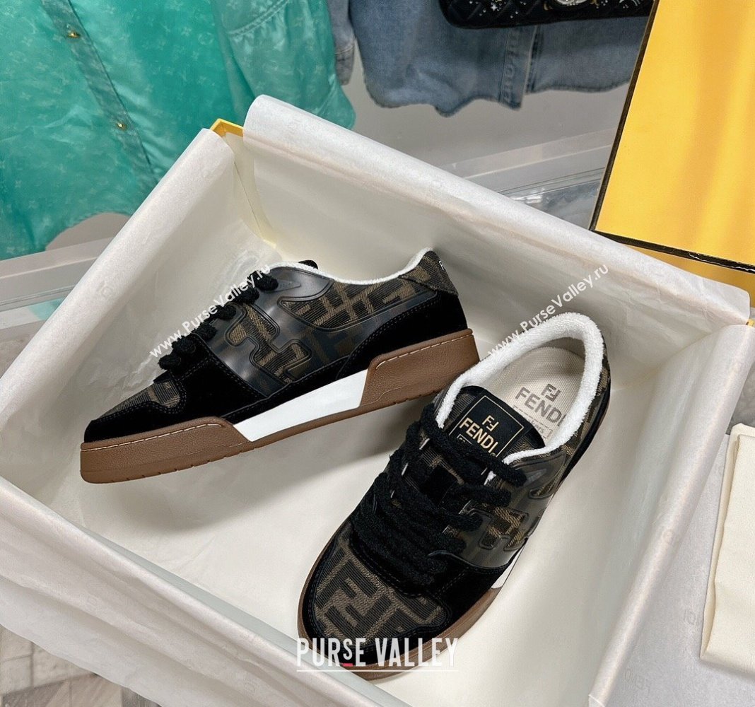 Fendi Match Low Top Sneakers in Canvas and Suede Black 2024 0129 (SS-240129002)