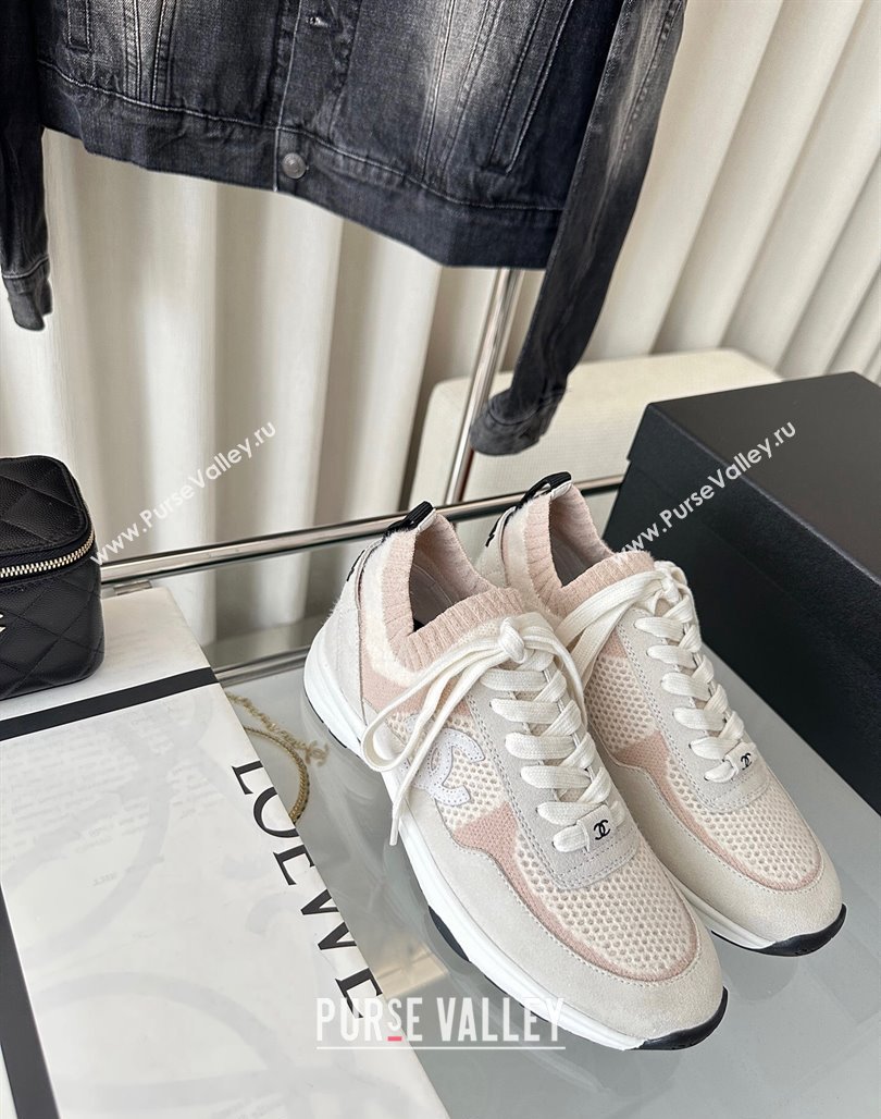 Chanel Knit Sneakers Pink 2024 0126 (SS-240126071)