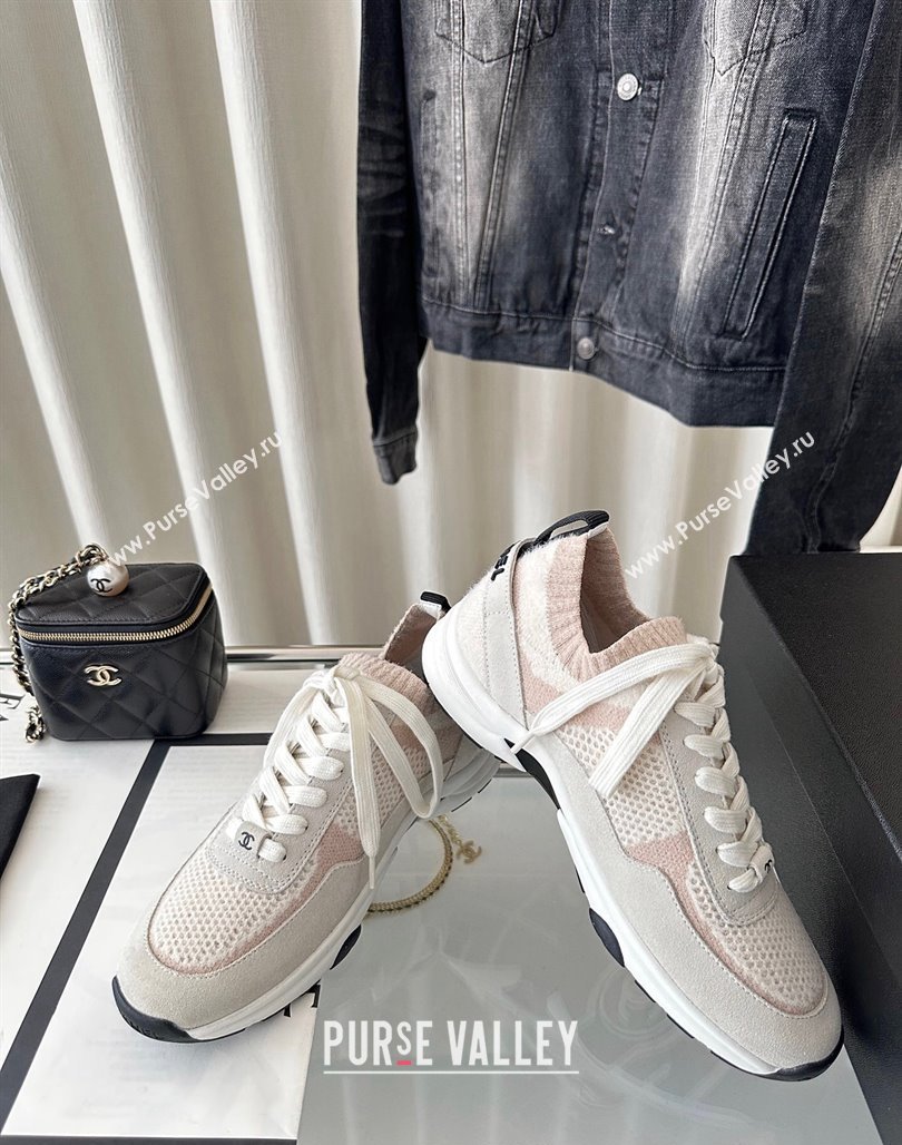 Chanel Knit Sneakers Pink 2024 0126 (SS-240126071)