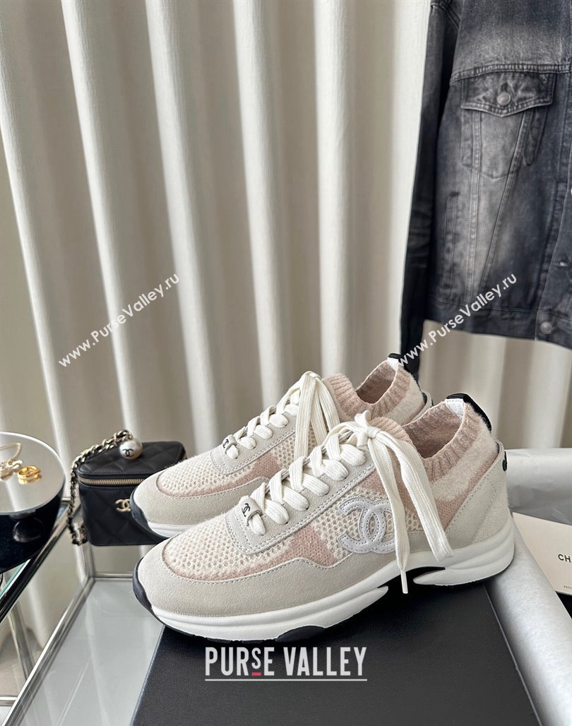 Chanel Knit Sneakers Pink 2024 0126 (SS-240126071)