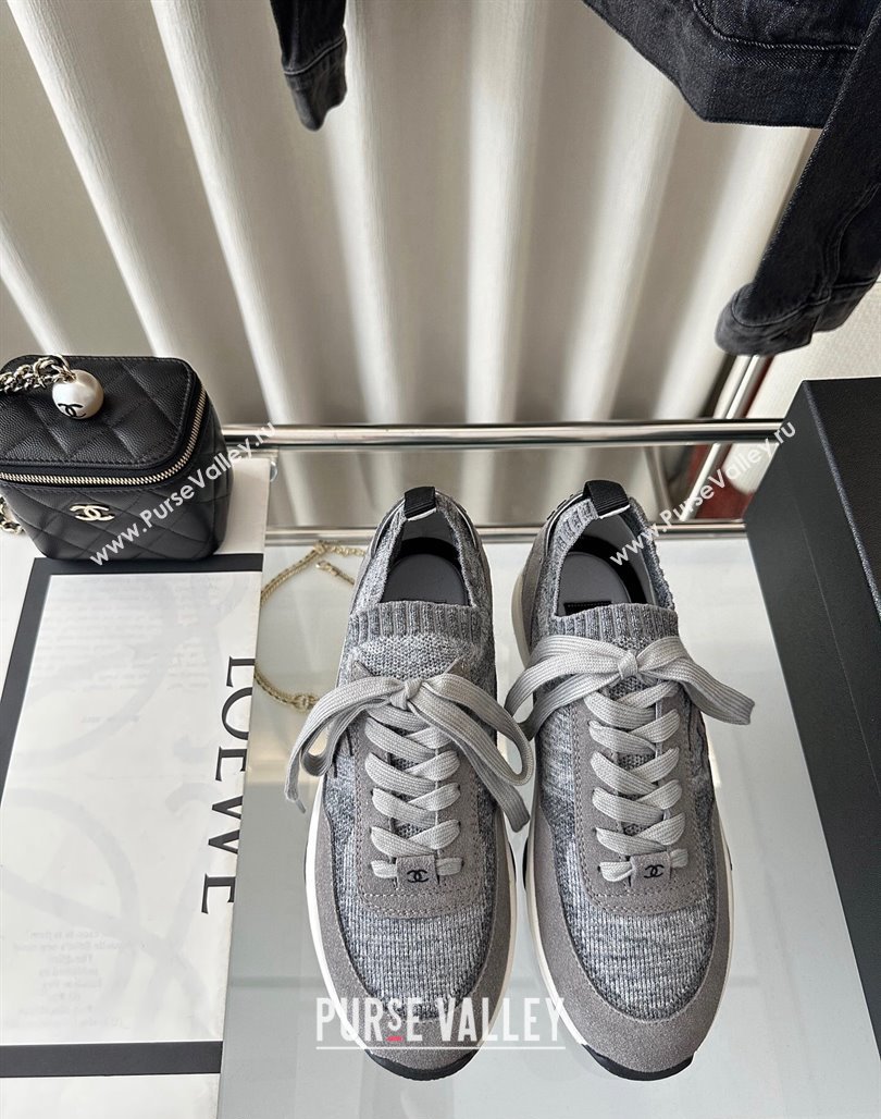 Chanel Knit Sneakers Grey 2024 0126 (SS-240126073)