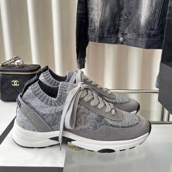 Chanel Knit Sneakers Grey 2024 0126 (SS-240126073)