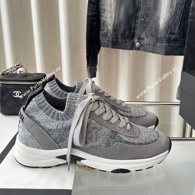 Chanel Knit Sneakers Grey 2024 0126 (SS-240126073)