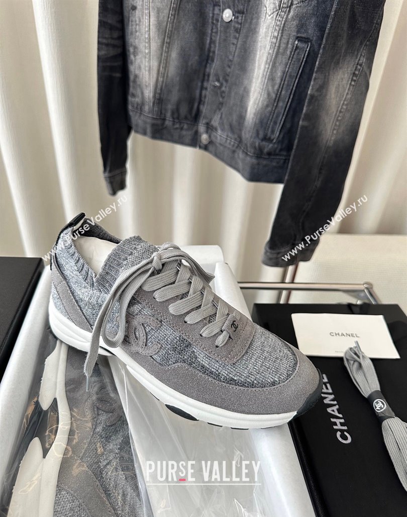 Chanel Knit Sneakers Grey 2024 0126 (SS-240126073)