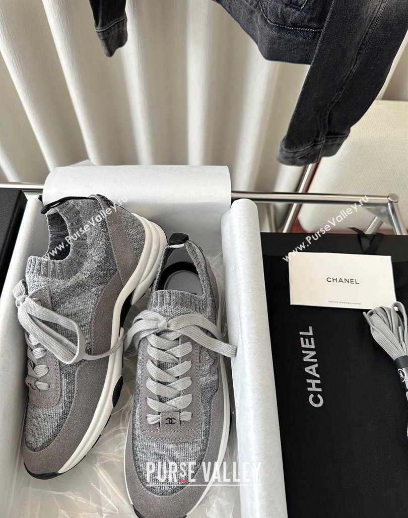 Chanel Knit Sneakers Grey 2024 0126 (SS-240126073)