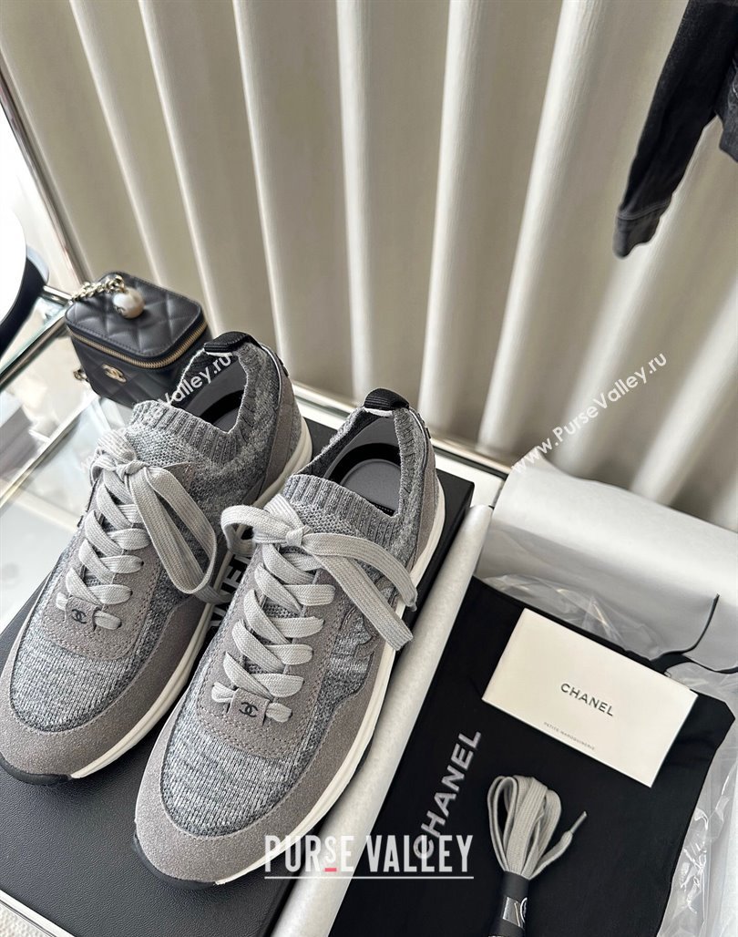 Chanel Knit Sneakers Grey 2024 0126 (SS-240126073)