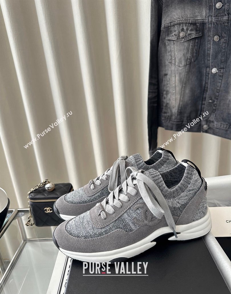 Chanel Knit Sneakers Grey 2024 0126 (SS-240126073)