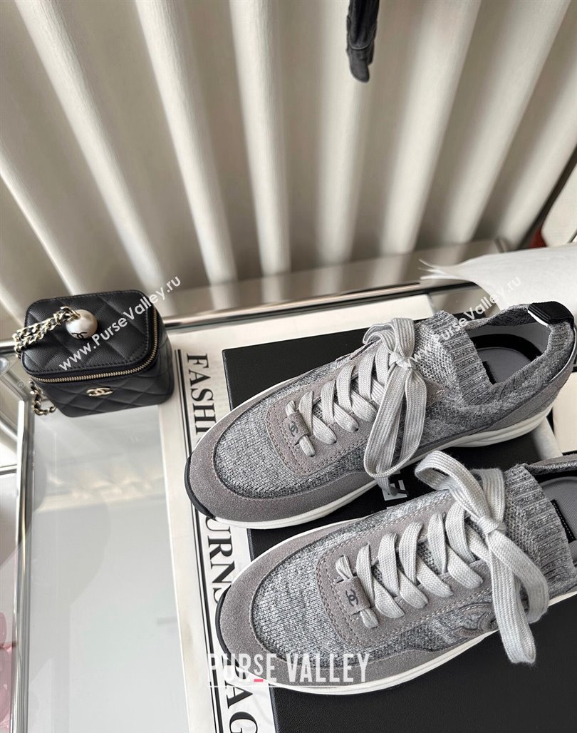 Chanel Knit Sneakers Grey 2024 0126 (SS-240126073)