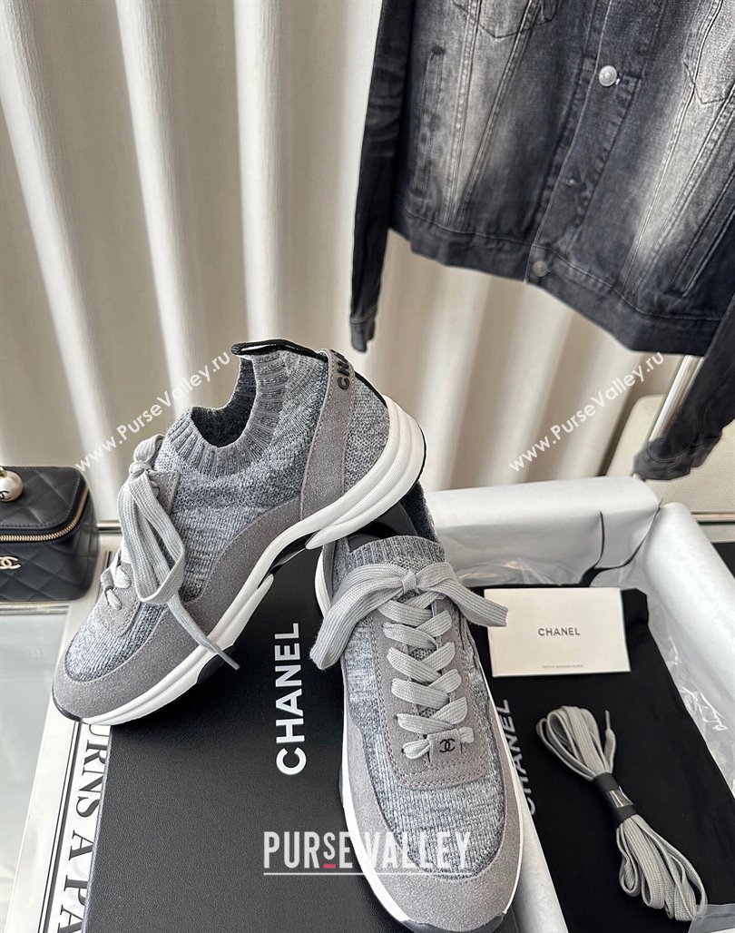 Chanel Knit Sneakers Grey 2024 0126 (SS-240126073)