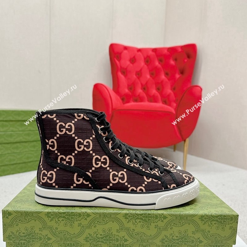 Gucci Tennis 1977 High-top Sneakers in GG Ripstop Fabric Beige/Brown 2024 774289 (MD-240127060)