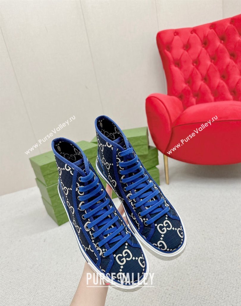 Gucci Tennis 1977 High-top Sneakers in GG Ripstop Fabric Blue 2024 774289 (MD-240127061)