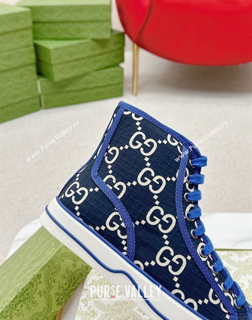 Gucci Tennis 1977 High-top Sneakers in GG Ripstop Fabric Blue 2024 774289 (MD-240127061)