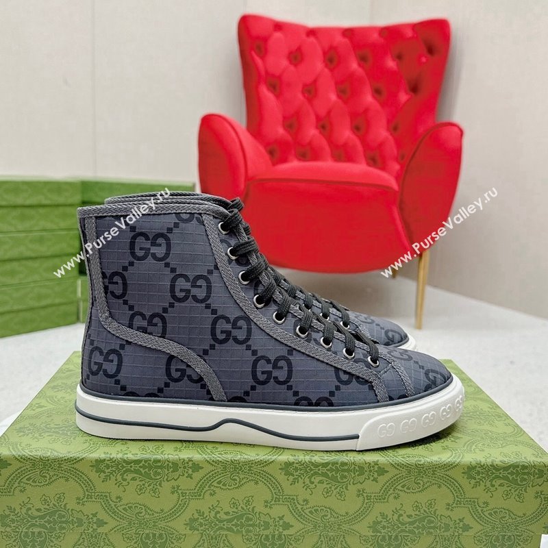 Gucci Tennis 1977 High-top Sneakers in GG Ripstop Fabric Dark Grey 2024 774289 (MD-240127062)