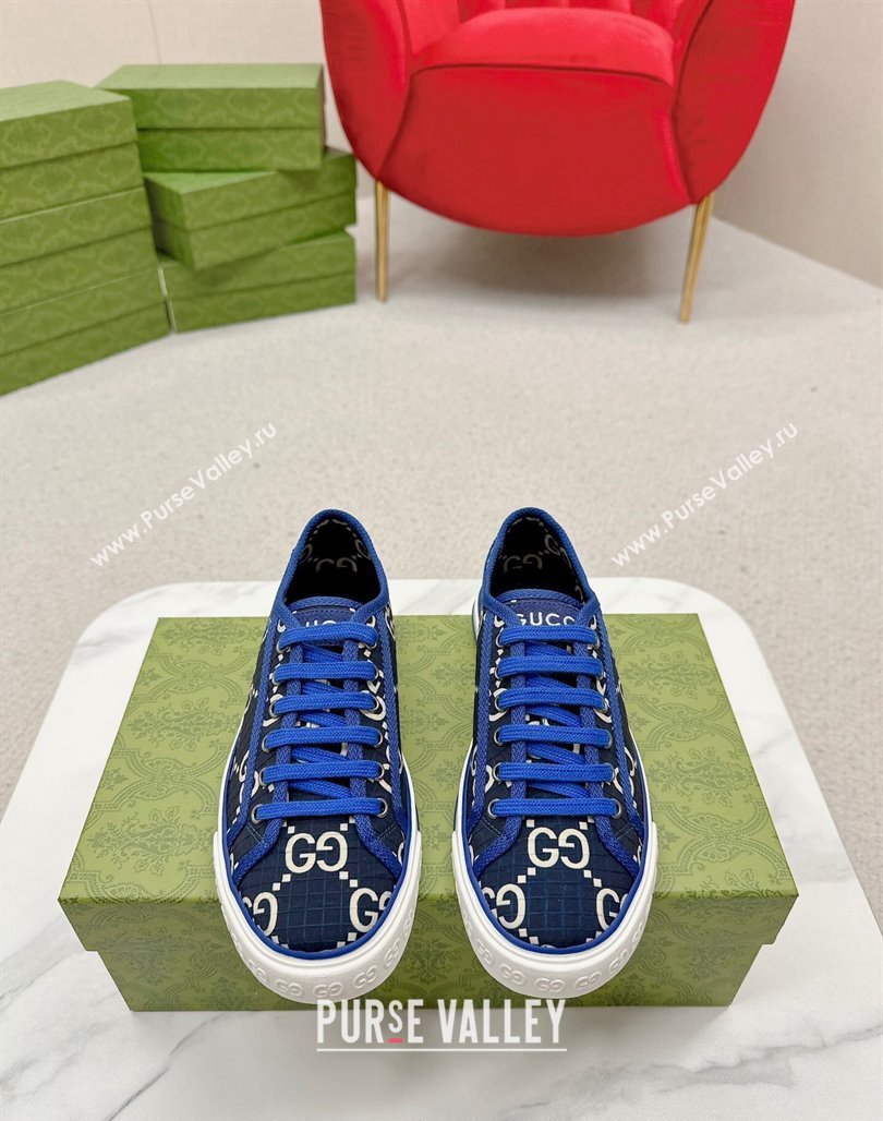 Gucci Tennis 1977 Low-top Sneakers in GG Ripstop Fabric Blue 2024 774289 (MD-240127063)