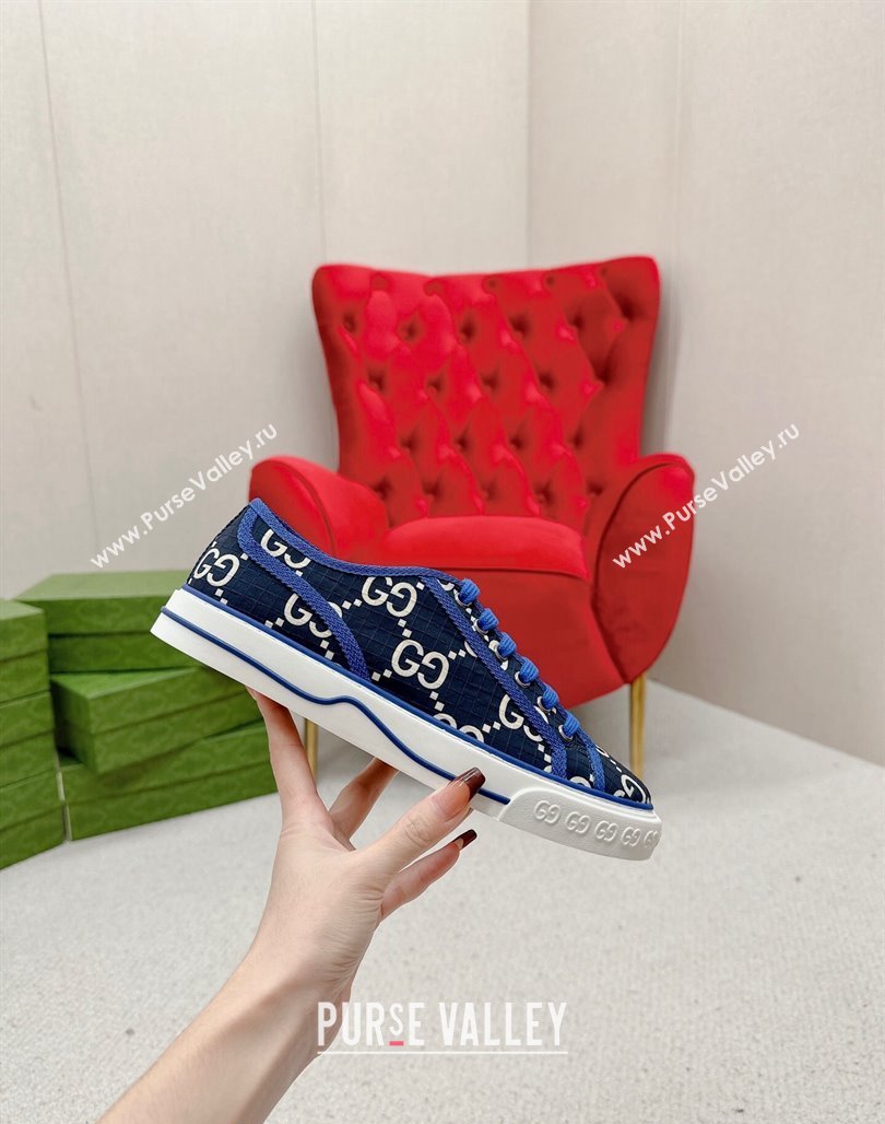 Gucci Tennis 1977 Low-top Sneakers in GG Ripstop Fabric Blue 2024 774289 (MD-240127063)